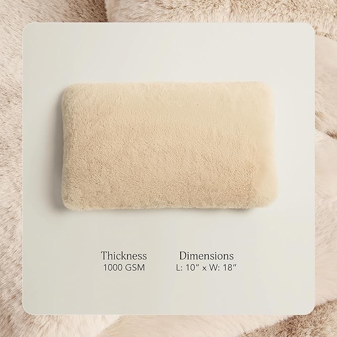 UnHide Squish Lumbar Pillow - Faux Fur Pillow - Extra Soft Throw Pillow - Rectangular Shaped, Polyester Fill - Machine Washable - Perfect for Living Room Or Bedroom - 10” x 18” - Beige Bear