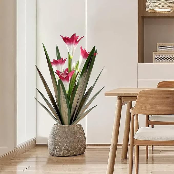 Homight Metal Agave Plant Outdoor Decoration Outdoor Garden Decoration Lily Mexican Yard Art Plant Garden Agave Lily Decorative Garden Gift… (2 Big Red Lilies)