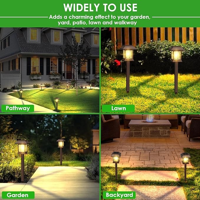 Solar Pathway Lights Outdoor, Upgraded 12 Pack LED Waterproof Solar Outdoor Lights, Solar Garden Landscape Lighting for Outside Driveway Garden Landscape Walkway Path Yard Lawn Decor (Warm White)