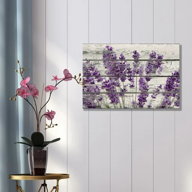 wall26 Canvas Print Wall Art Bouquet of Lavender Flowers on Wood Panels Floral Flower Photography Modern Art Rustic Scenic Relax/Calm Multicolor for Living Room, Bedroom, Office - 24"x36"