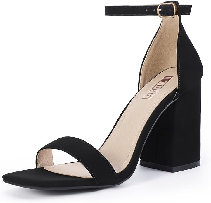 IDIFU IN4 High Chunky Block Heels Square Open Toe Ankle Strap Heeled Sandals Wedding Bridal Prom Dance Summer Dressy Comfortable Sexy Trendy Bride Bridesmaid Dress Shoes Cute Thick Women Heels