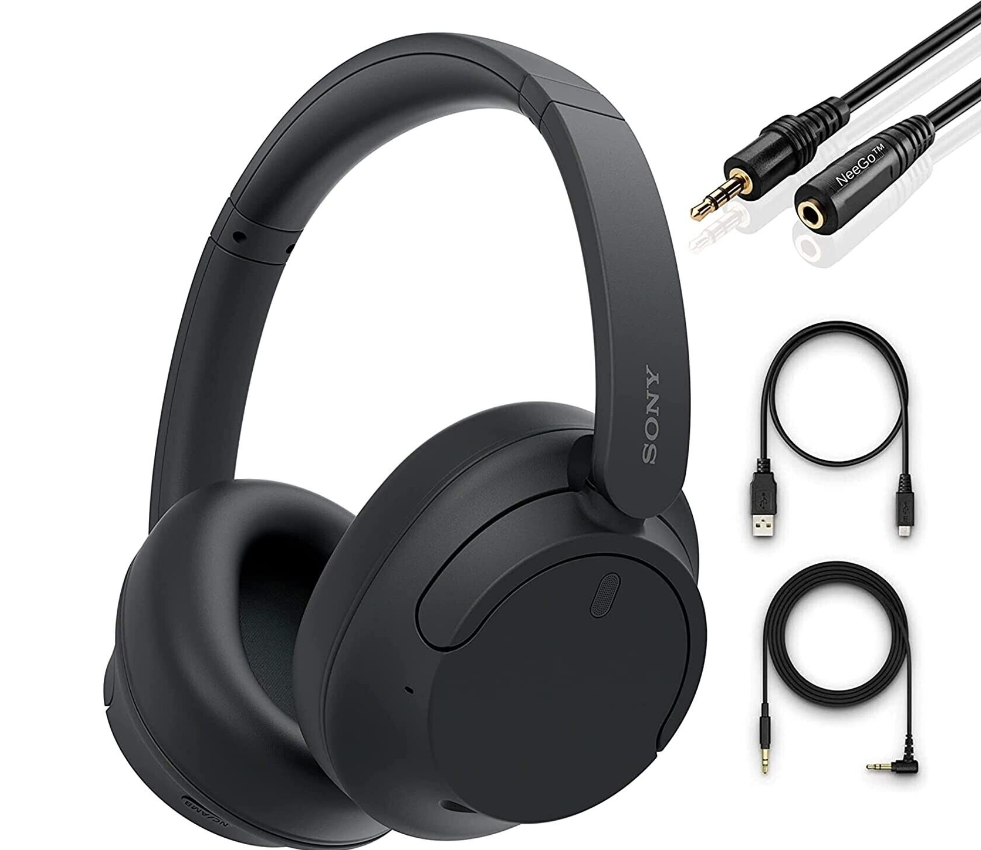 Sony Wireless Noise Cancelling Over The Ear Headphones with Mic + Neego Cable